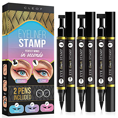Eyeliner Stamp – Winged Eyeliner in Seconds – Easy to Use, Waterproof & Smudge Proof, Long Lasting Liquid Black Eye Liner Pen,Cruelty Free,Vegan, Paraben Free. All-In-One Combo (8,10,12mm)
