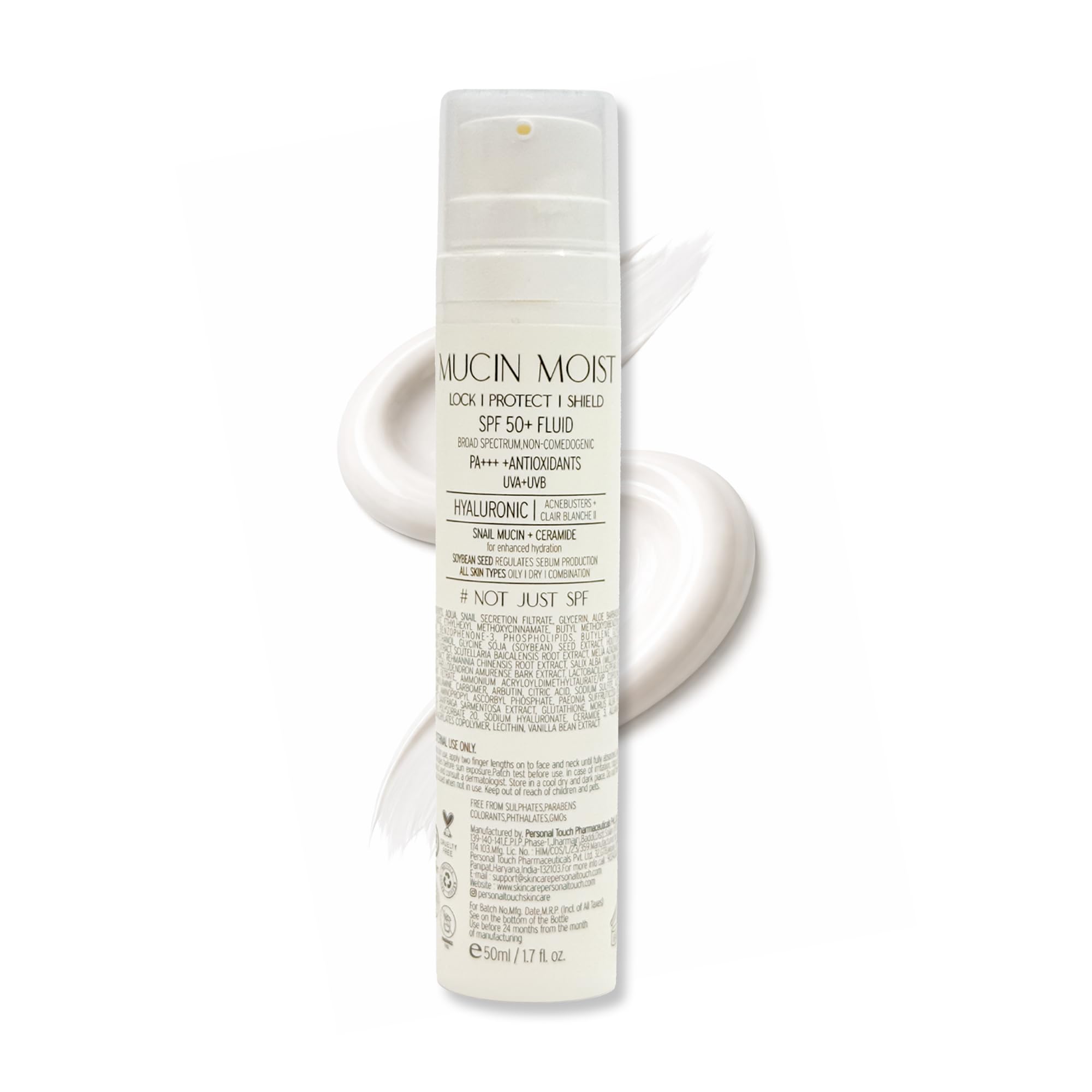 Personal Touch Sunscreen SPF 50 PA+++ for Face | Sunstalker Korea 3 in 1| Lightweight Sunscreen with No White Cast | Non-Greasy, Acne Safe & Oil-Free | With Niacinamide | For Oily & Dry Skin | 50 ml