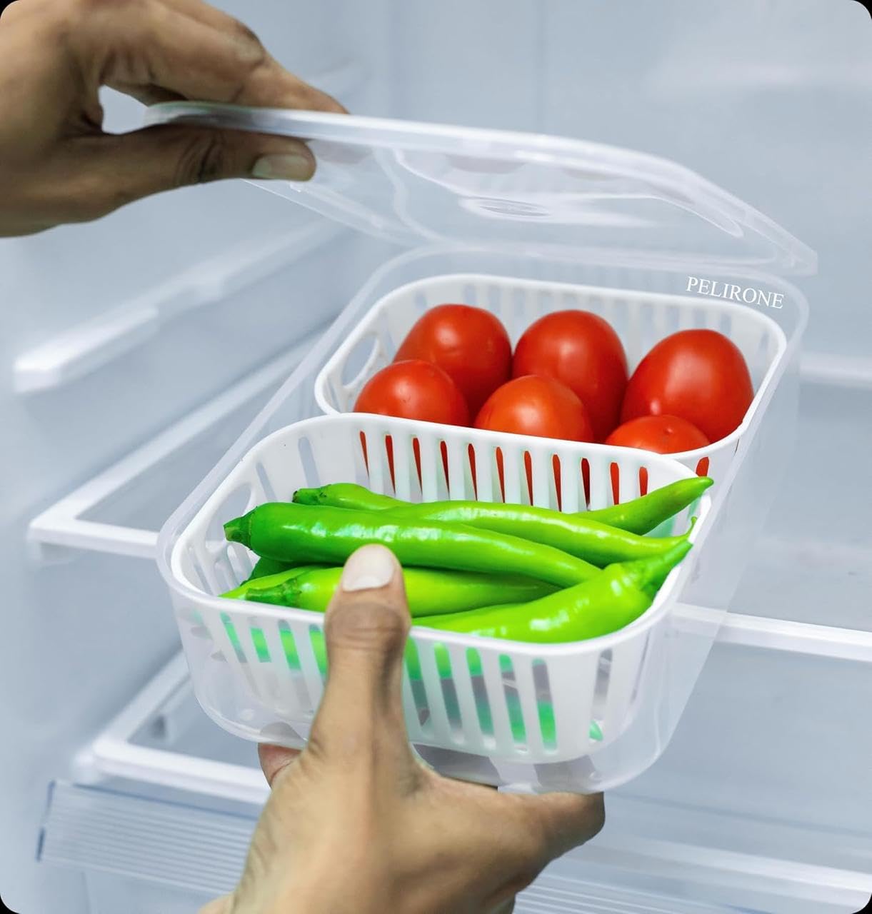 PELIRONE Fridge Storage Boxes Freezer Storage Containers, Container for Kitchen Storage Set, Storage in Kitchen, Vegetable Storage, Draining Crisper Refrigerator Food Box, White, Plastic (B) (B0DGF987VX) Amazon Price History, Amazon Price Tracker