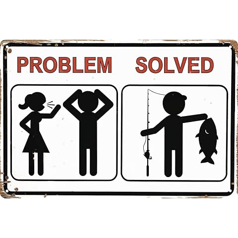 Problem Solved Fishing Retro Metal Tin Sign 8x12 in Wall Art For Indoor Or Outdoor ...