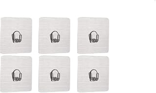 ZURATO Self Adhesive Hooks Wall Hooks Strong Adhesive Hooks, ABS Plastic Hooks for Towel Loofah Bathrobe Coats Ceiling Hanger, Heavy Duty Wall Hook (Silver, Pack of 6)
