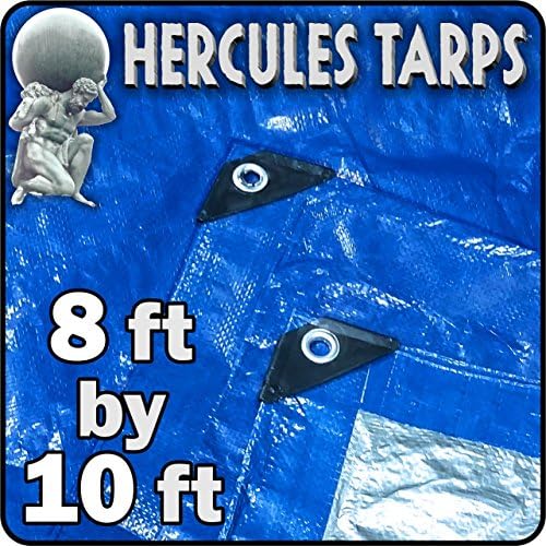 Hercules Shelter Cover Waterproof Tarpaulin Plastic Tarp Protection Sheet for Contractors, Campers, Painters, Farmers, Boats, Motorcycles, Hay Bales, 6x8