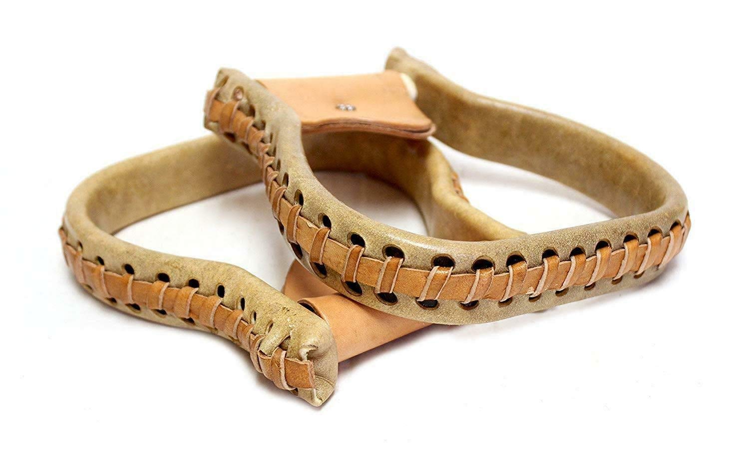 1” Flat Bottom Rawhide Oxbow Western Saddle Stirrups