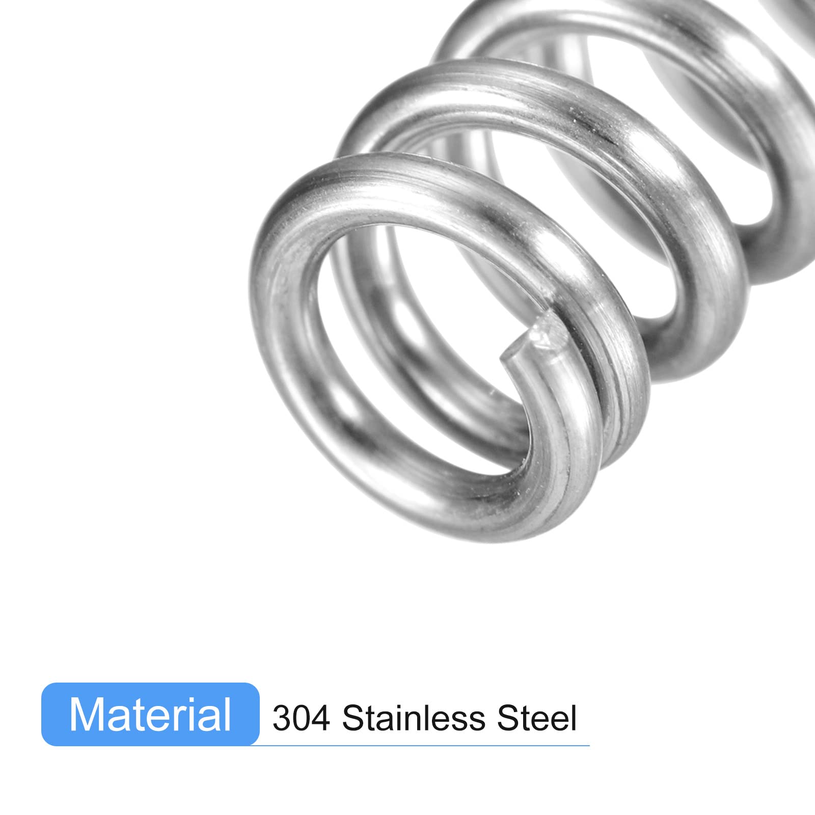 Ressort Compression Acier Inox 304 - Diam 11mm, Longueur 20mm Libre, Lot 10 Pièces