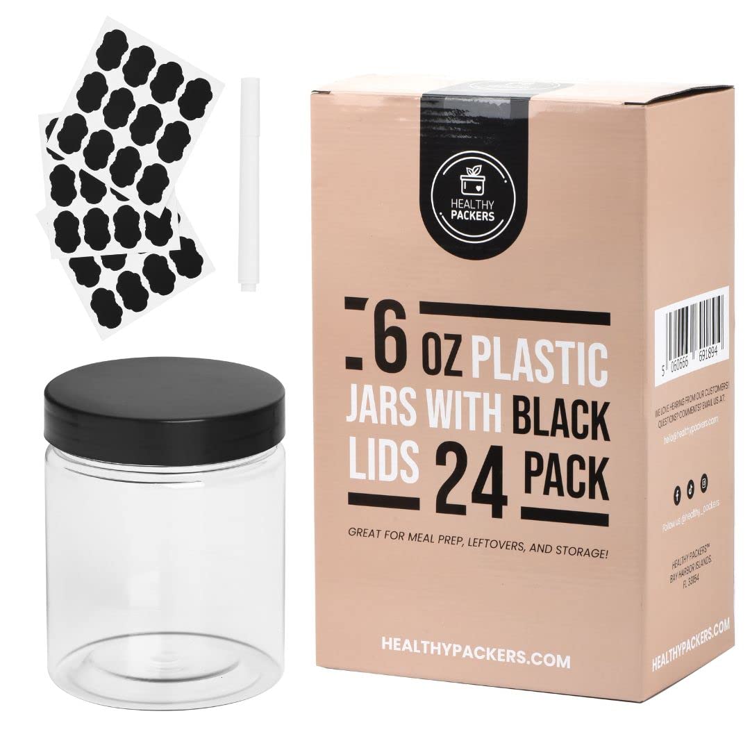Buy 6 oz Plastic Jars with Black Lids 24 Pack Online at desertcartAustralia