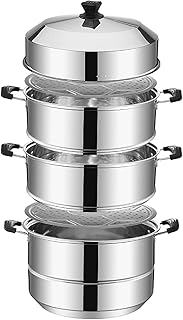 Steamer Cooker/Soup pot/201 Food Grade Stainless Steel, Extra Thick one-Piece Bottom, Steamed Seafood, stewed Chicken Soup (40CM)