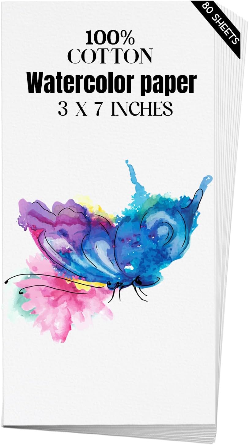 Watercolor Paper 9x12 inches 80 Sheets,Heavyweight Artist Paper 140lb/300GSM Cold Press Natural Cotton Paper for Students Artists Watercolor Drawing