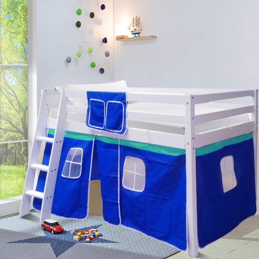 Buy Warmiehomy Mid er Cabin Bed, Solid Pine Wood Safety Guardrail Kids