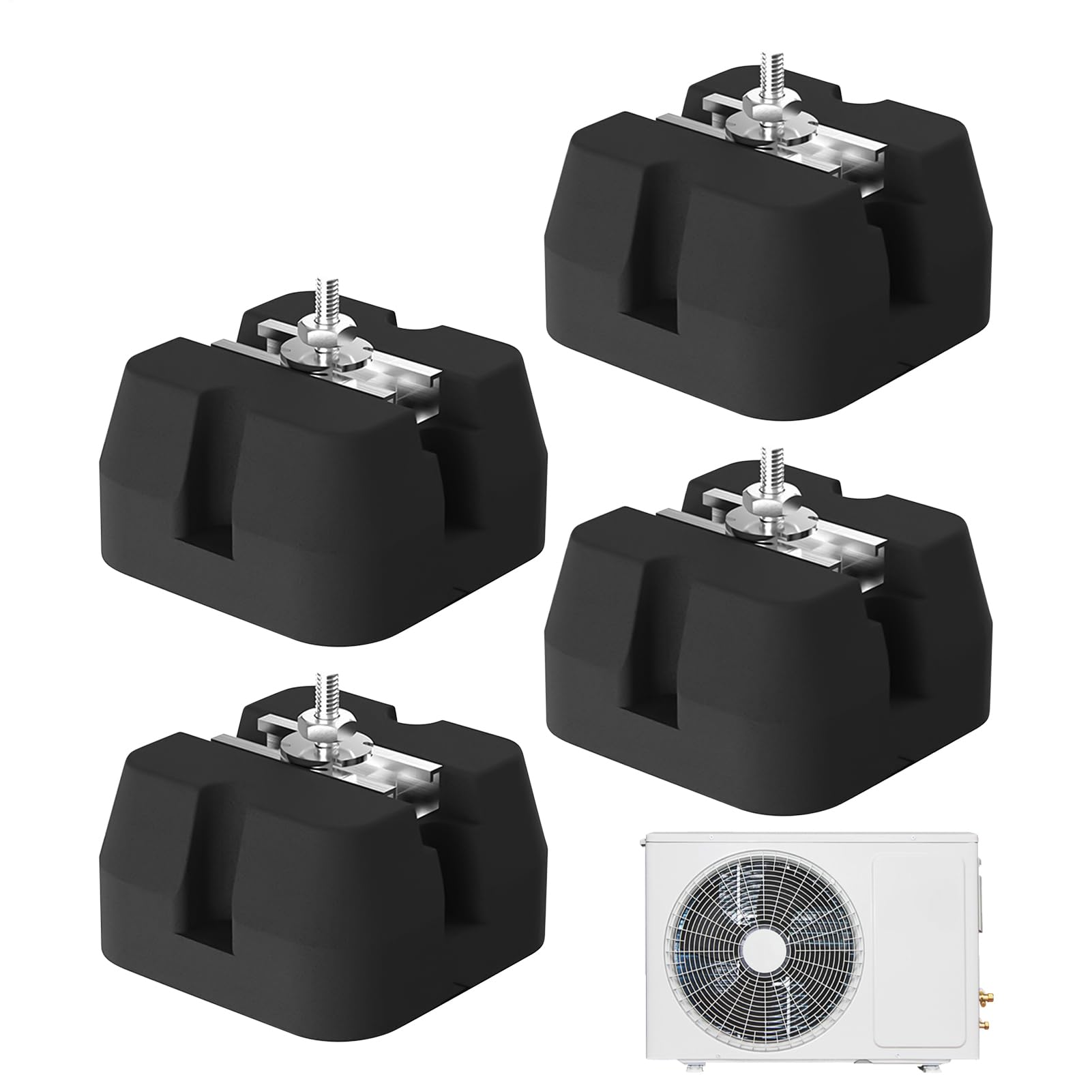 Piattaforma per Condensatore Base Per Pompa Di Calore | 4 Pezzi Resistente, Supporti Antivibranti, Portata 500kg