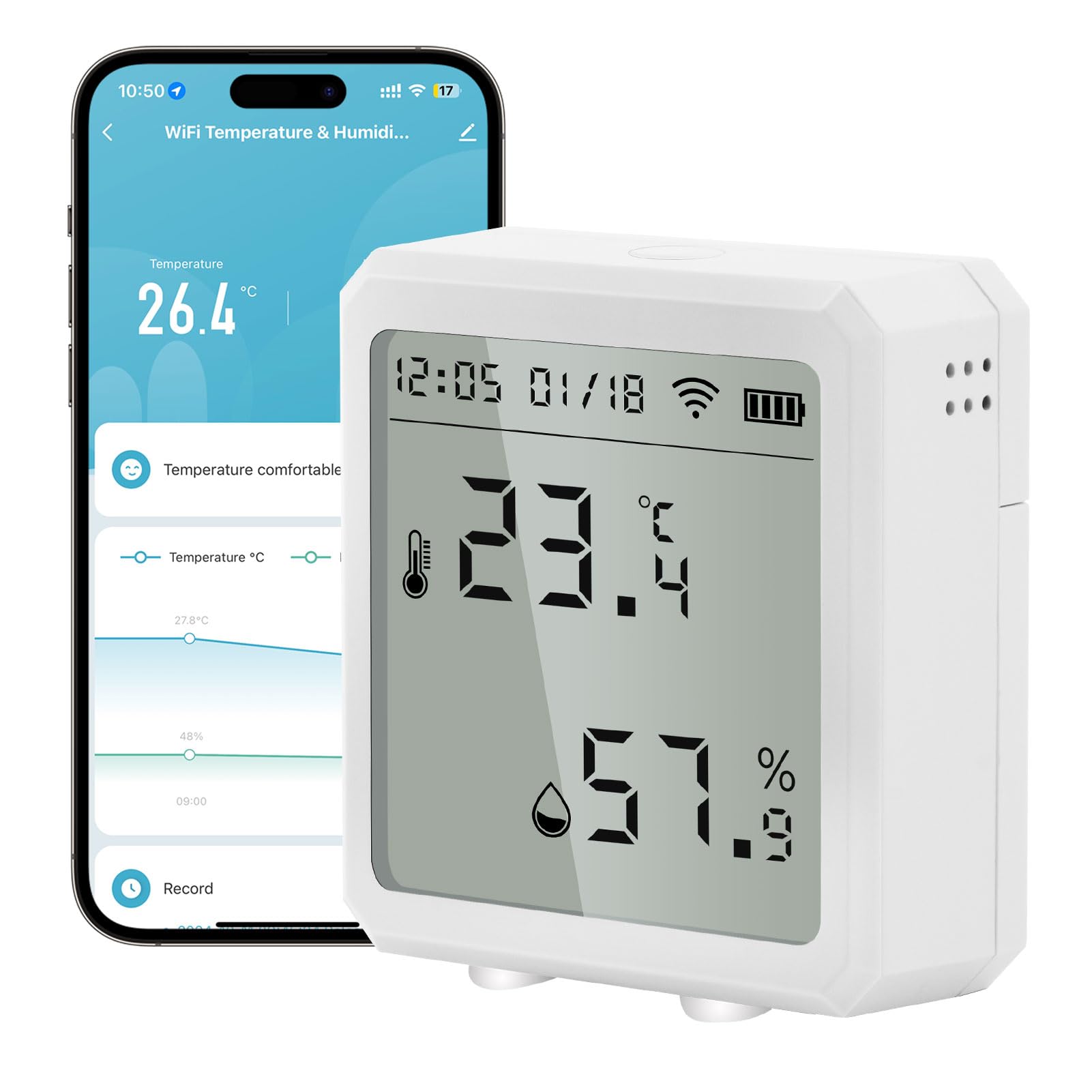 diymore diymore Temperaturregler, Digitaler Raumthermostat für Passen Sie Temperatur/Luftfeuchtigkeit, Wandthermostat mit Tuya App - WiFi Google Assistant und Alexa kompatibel