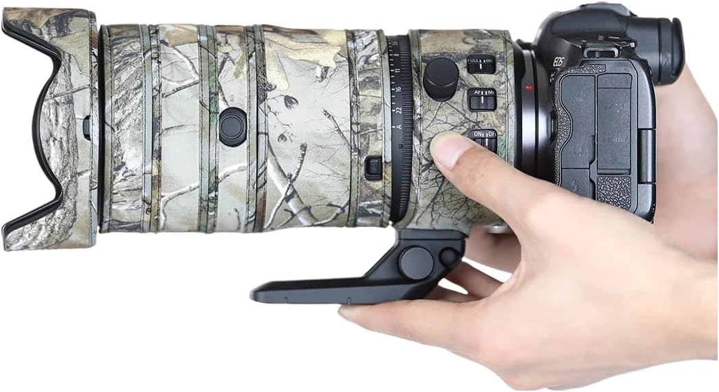 CHASING BIRDS Lens Camouflage Waterproof Coat for Canon RF 24-105mm F2.8 L is USM Z Rainproof Lens Protective Cover (Withered Leaf Camouflage, with Extender RF 1.4X)