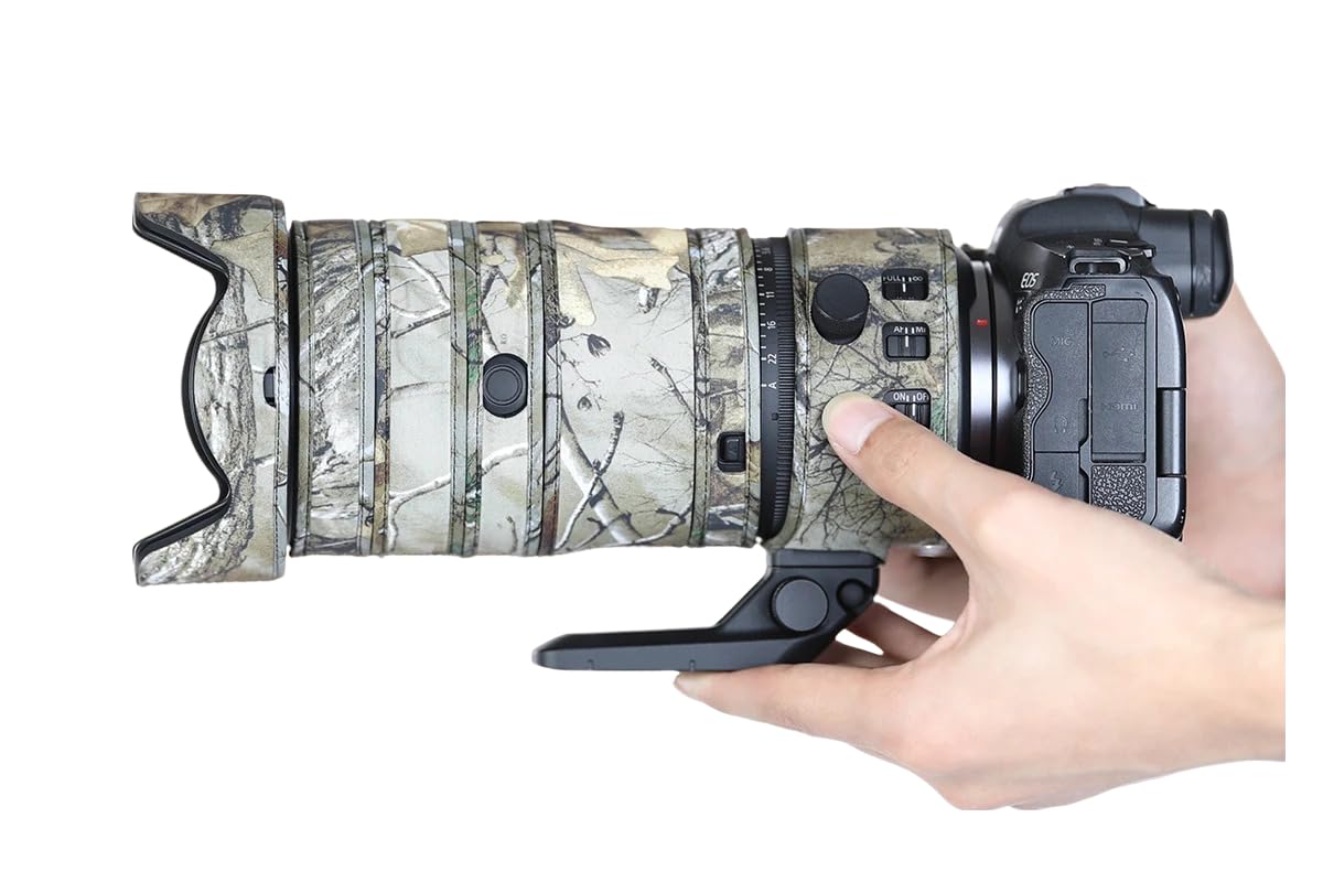 CHASING BIRDS Camouflage Waterproof Lens Coat for Canon RF 24-105mm F2.8 L is USM Z Rainproof Lens Protective Cover (Withered Leaf Camouflage, with Extender RF 1.4X)