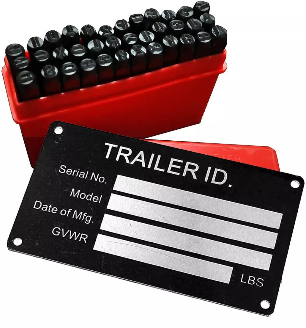 4MM Steel Die Metal Stamping kit Punch Tool with Trailer ID Tag Plate Number Letter Alphabet Stamps Tools