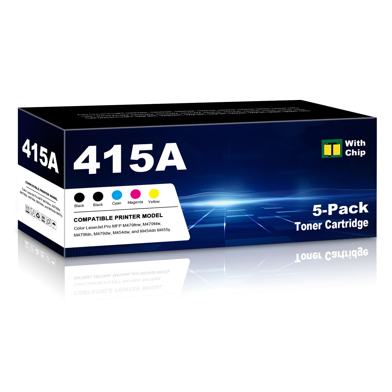 415A Toner zamiennik do HP Color LaserJet Pro MFP M479fnw, M479fdw, M479fdn, M479dw, M454dw, i M454dn M455y (5 sztuk) - z chipem