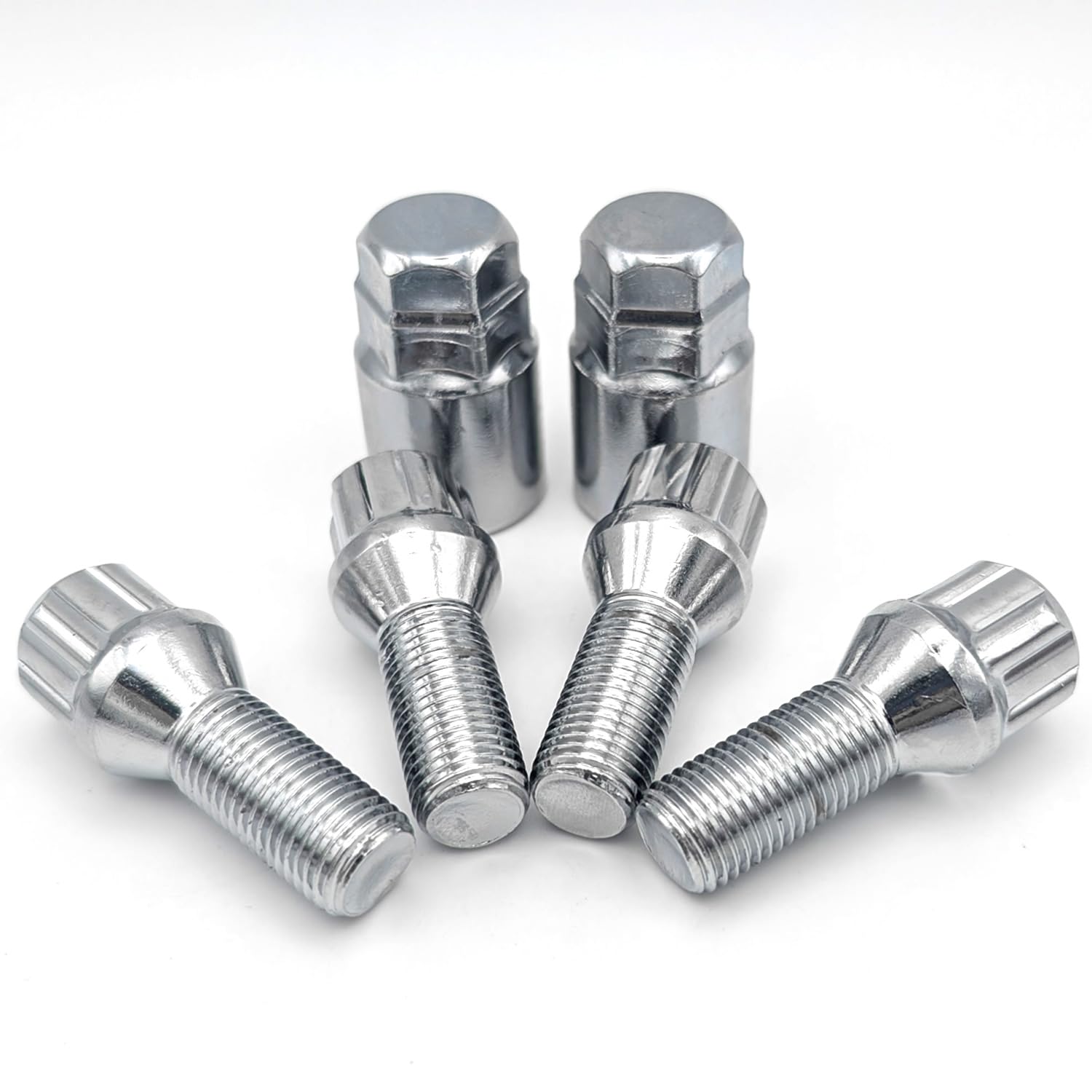 TRACER Wheel Lock Wheel Bolts Set Rims Lock Anti-Theft M14 x 1.5 28 mm Taper Seat Chrome Compatible with Audi, VW, Seat, Skoda, Vauxhall, BMW