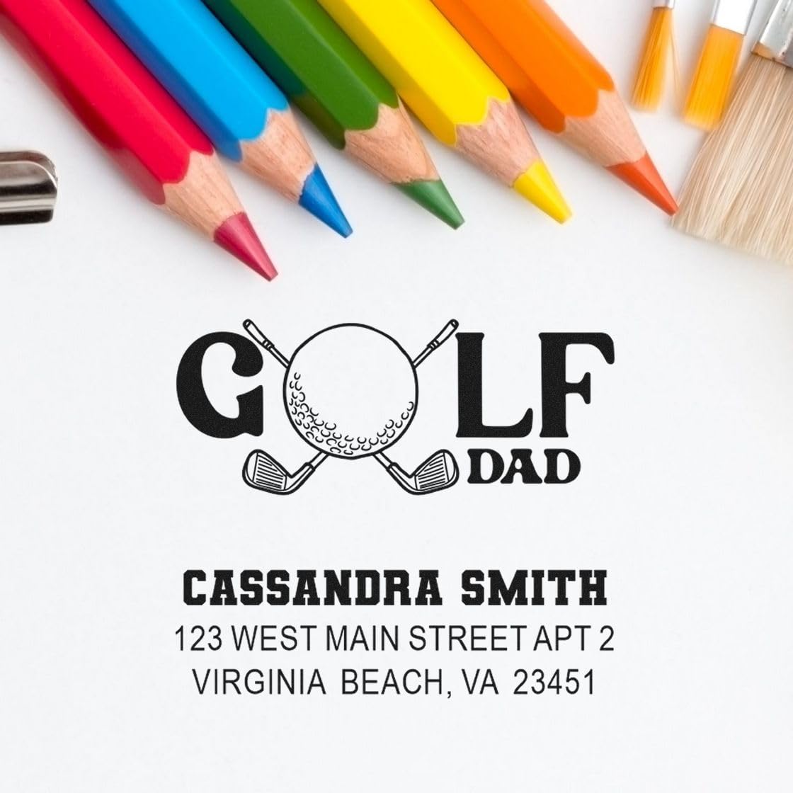 Golf Dad Duo Hand Envelope Stamp - for Shipping and Labeling