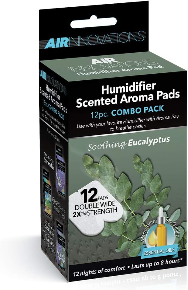 Air InnovationsAP01-EUCALYPTUS Soothing Eucalyptus Essential Oil Humidifier Aromatherapy Refill Pads, White, 12, 1 Count (Pack of 12)