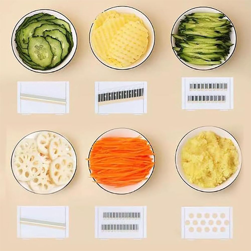 Mandolin Slicer NACOLUS 6-Blade Mandoline Slicer With Slide-On Hand Guard - Vegetable Slicer, Potato/Onion/Garlic Slicer, Kitchen Grater(Multi-Color) (Seafoam Green, 6-in-1 Safe Mandoline Slicer