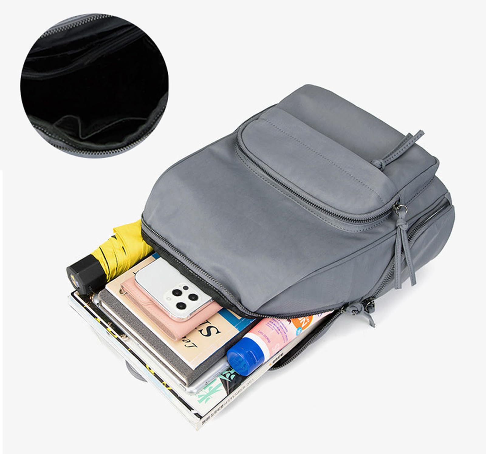 BUKESIYI Donna Borsa Zaino Elegante Zainetto Borse a Tracolla Zaini Antifurto Zainetti 2026 Firmate Nylon IT78591 Grigio