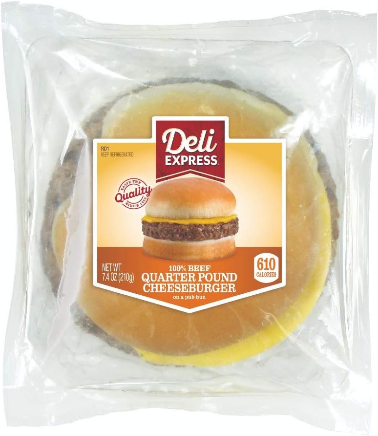 Deli Express 100 Percent Beef Cheeseburger Sandwich, 7.4 Ounce -- 8 per case.