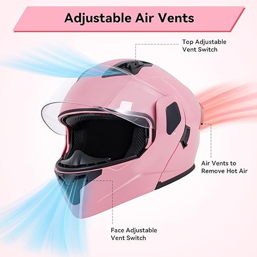 Miniatura 7 de Casco modular para motocicleta de adultos, con doble visera abatible, cara completa, aprobado por DOT para hombres, mujeres, moto, ATV, UTV, moto de