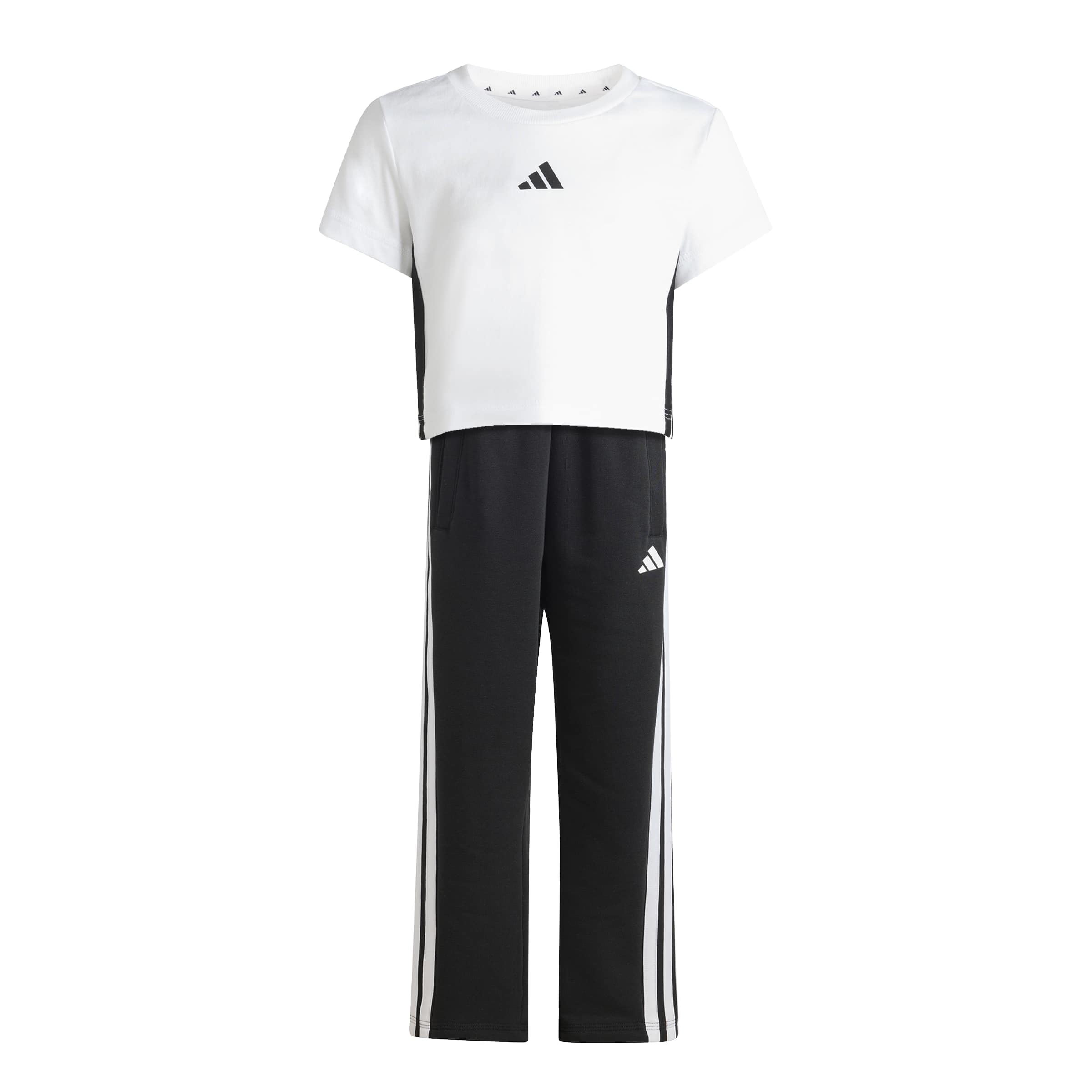 Adidas Girls Blanc ' T-Shirt And Trouser Set Essentials