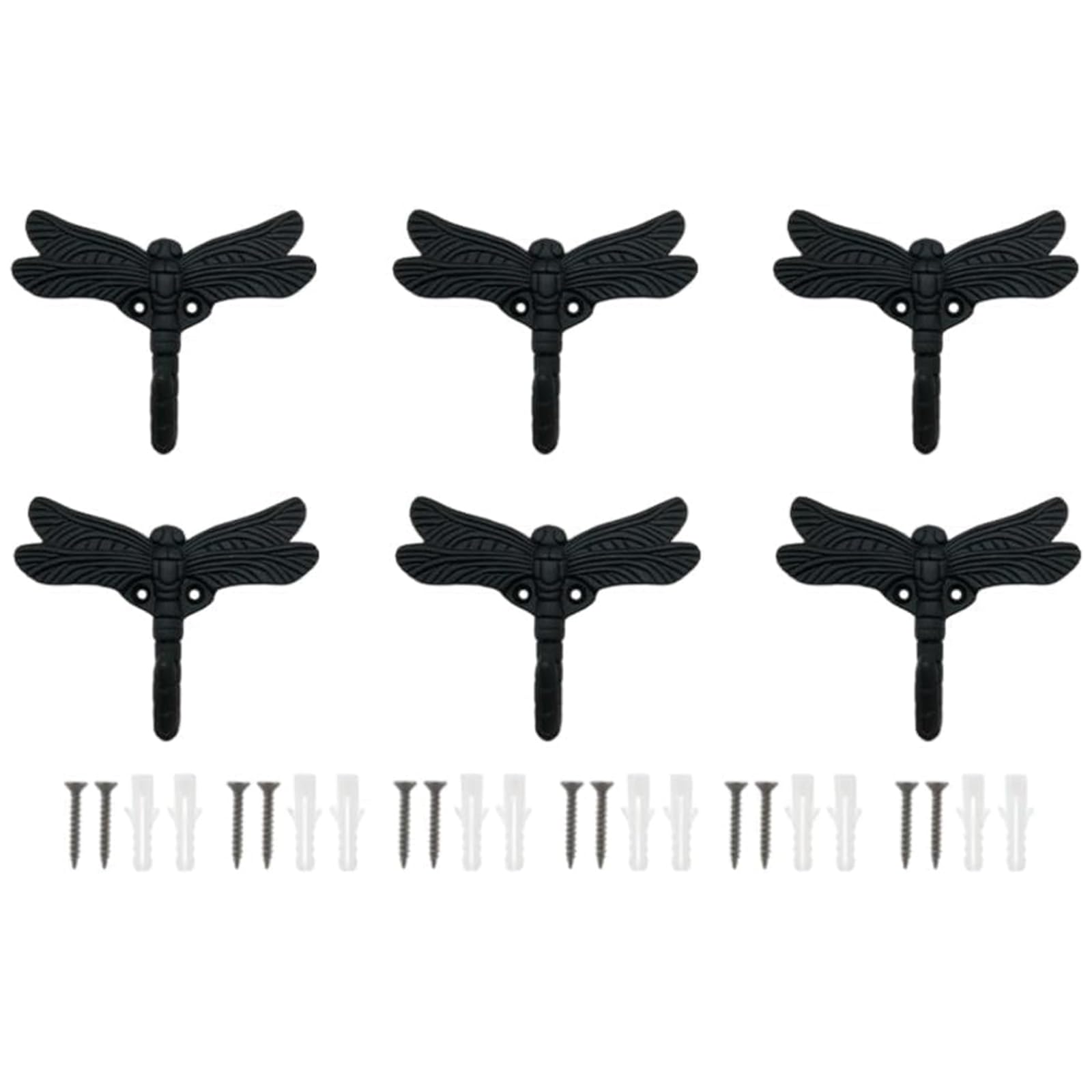 Introti Multicolor 6 Pack Dragonfly Decorative Wall Hooks Decorative Mounted Hanger Zinc Alloy Coat Hooks For Hanging Coats Keys Backpack Purse Hat