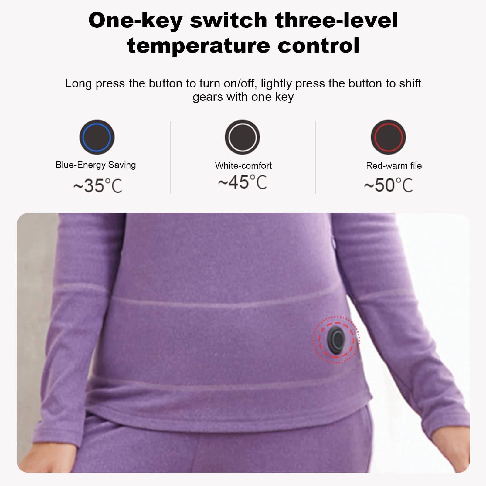 Ensemble de sous-vêtements Thermiques Chauffants pour Femmes, Chemise électrique USB et Pantalon Chaud, Ensemble de Couche de Base pour Temps Froid d'hiver (Violet 3XL) (Violet 3XL)