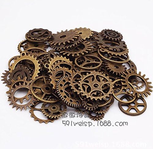 Yasirona TANGDIAABBCC Honbeanify Obeer 50pcs of Steampunk Gears Gothic Charms in Color Bronze