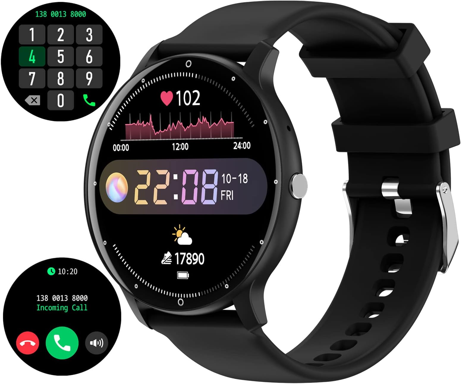 Smart Watch for Android Phones iOS Phone Ultra Thin Smartwatch Heart Rate Monitor Fitness Tracker with Blood Pressure Pedometer Calorie Counter Watch for Women Men