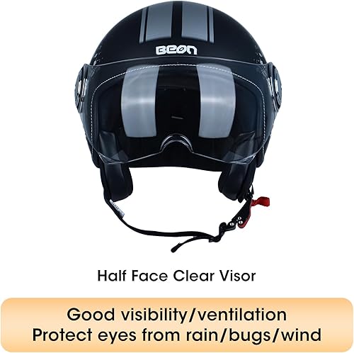 Miniatura 2 de Open Face Motorcycle Helmet for Adults,DOT Approved - Moped Half Vespa Retro Helmet with Anti-Scratch Visor for Men and Women