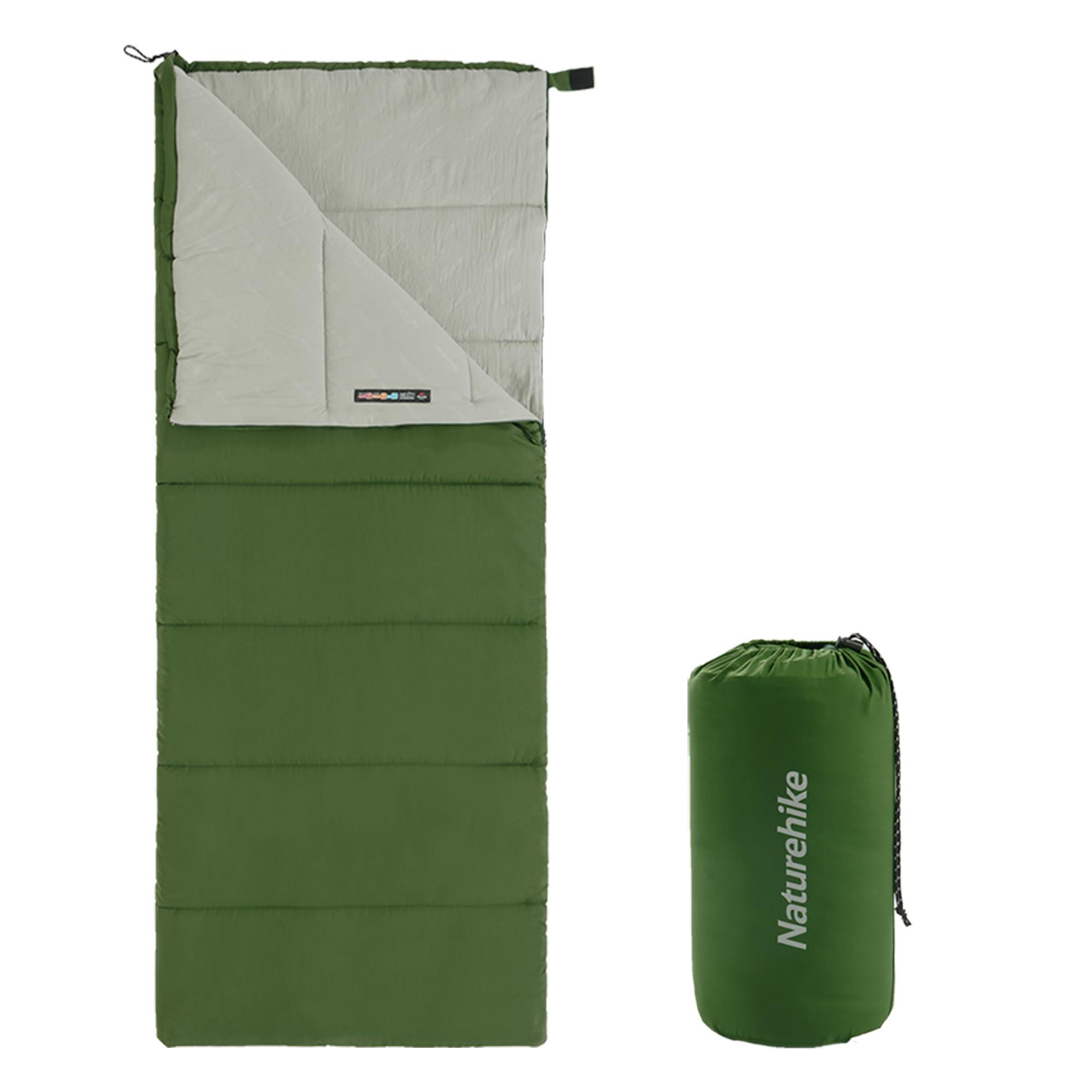 Naturehike Sleeping Bags for Adults, Lightweight Rectangular Spliceable 3 Season Sleeping Bag, for Outdoor Camping, Hiking Green