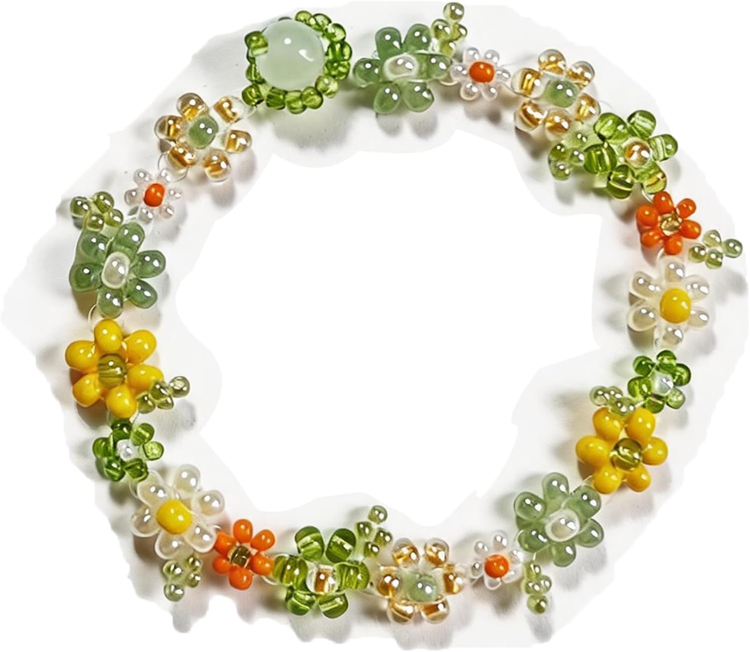 Handcrafted Flower Beaded Bracelet for Women Girls, Floral Handcrafted Link Bracelet for Graduation Christmas Valentines Mothers Day Birthday Gifts