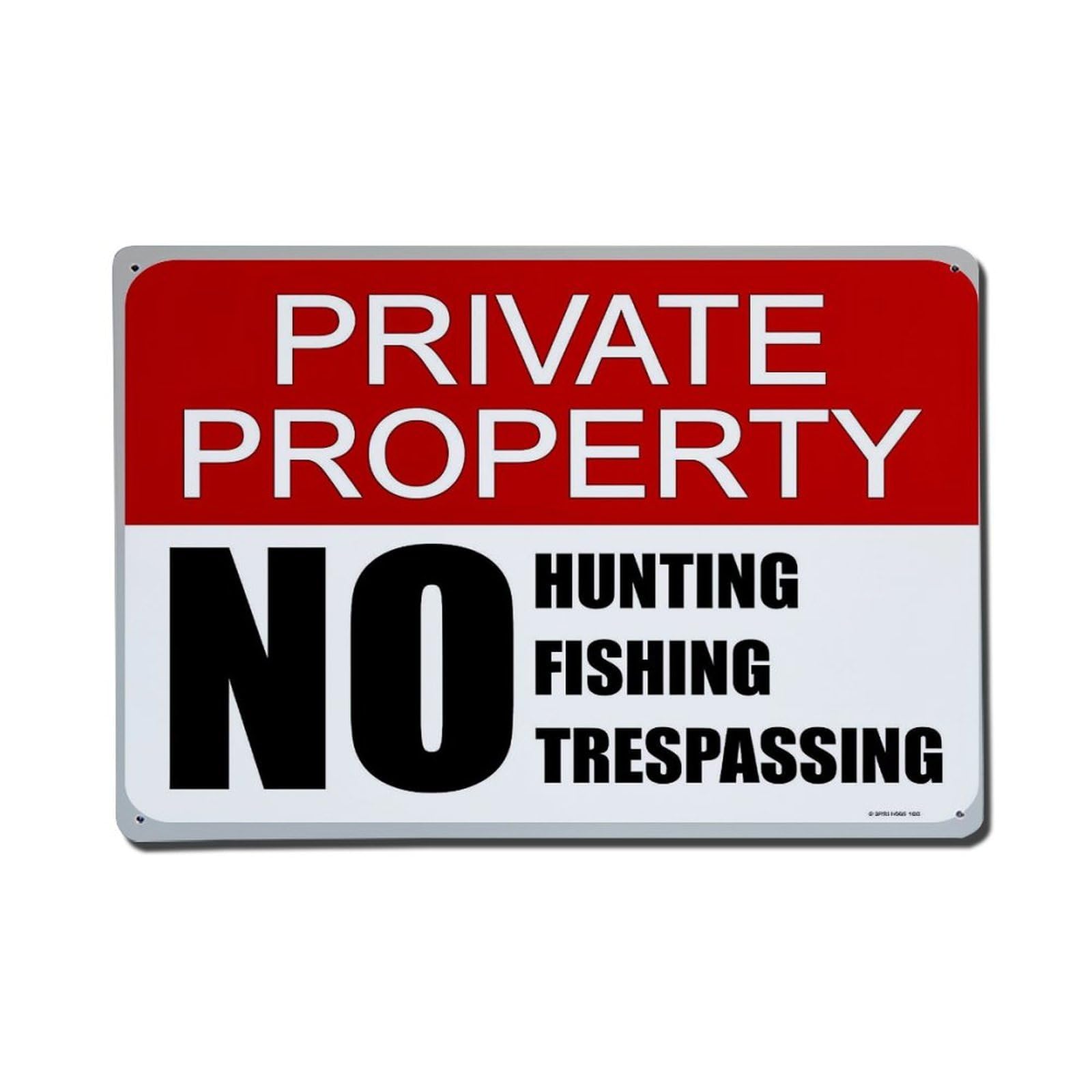 Private Property No Hunting Retro Metal Tin Sign, Vintage Metal Poster for home, Gaming Room, Studio Workshop,Bar,Garage Wall Art Decor 8x12 Inch