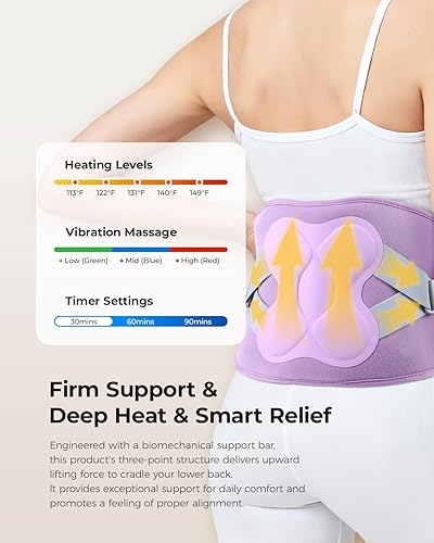 Miniatura 2 de Cordless Heating Pad with Massager, 10000mAh Power Bank & Detachable Belt for Lower Back and Abdomen, 5 Heat & 3 Vibration with 30-Min Auto Off,