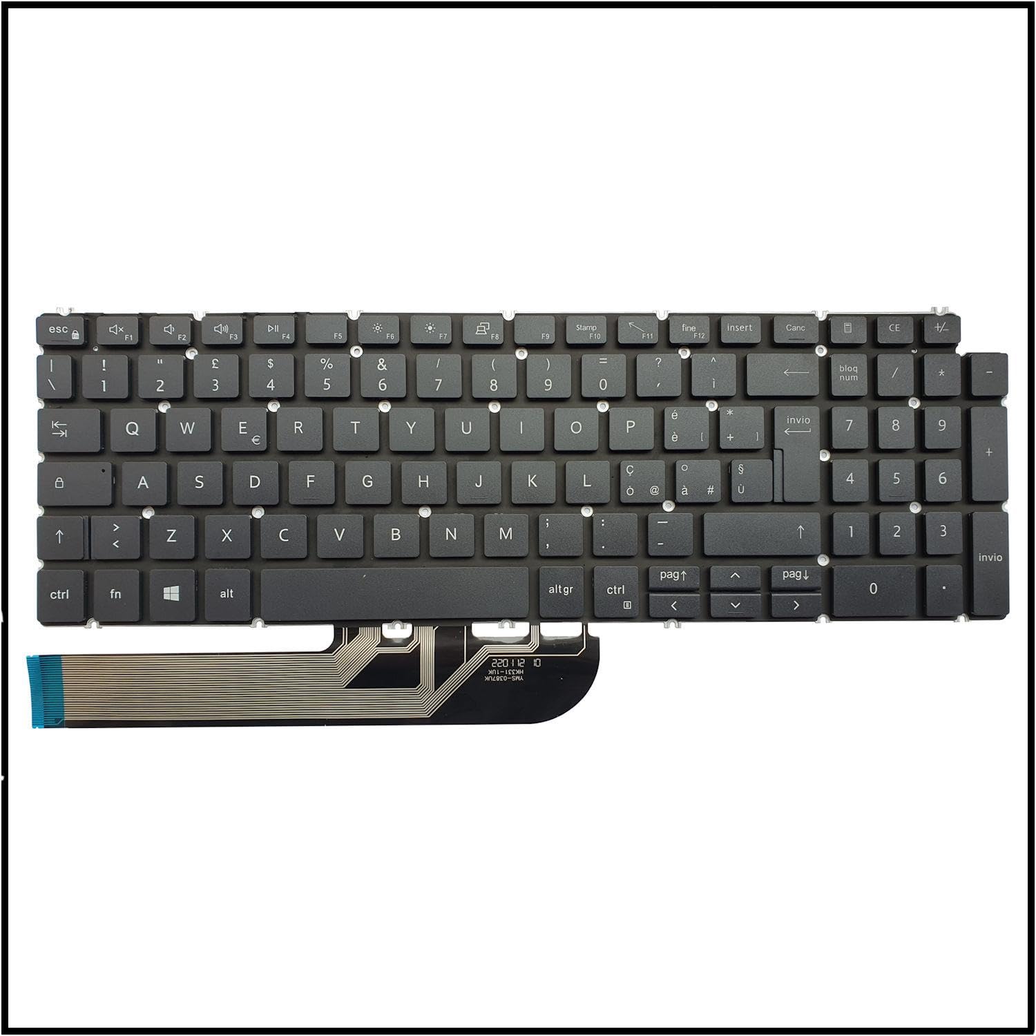 Tastiera Italiana Per Dell Vostro 15 5000 (5501, 5502, P102F, 5590 P88F) – Layout Italiano, Senza Retroilluminazione