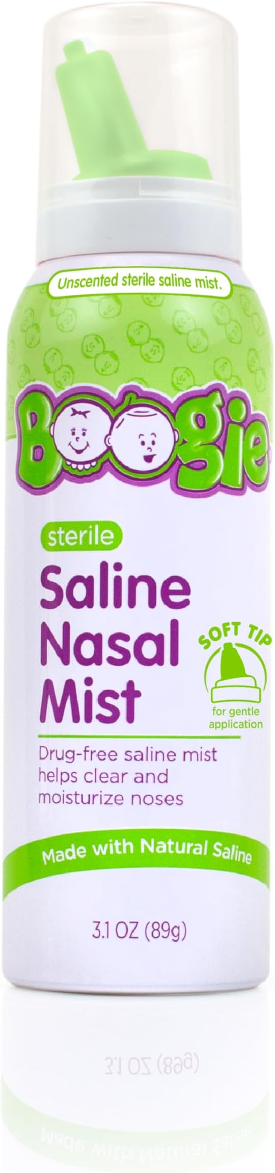 Boogie Baby Saline Nasal Spray Mist, Allergy Relief, Nasal Decongestant, Made with Saline, Unscented, 3.1 Ounce
