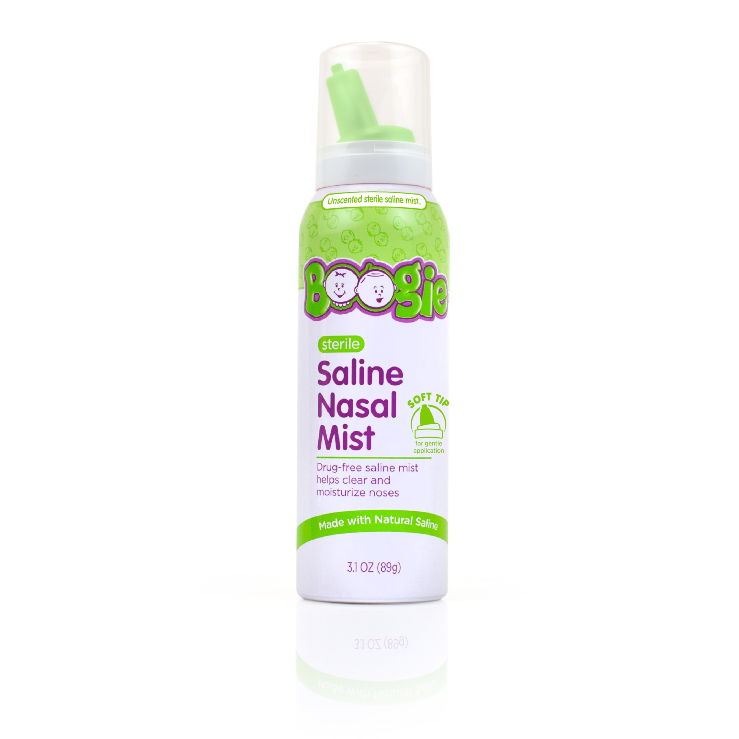 Boogie Baby Saline Nasal Spray Mist, Allergy Relief, Nasal Decongestant, FSA/HSA Eligible, Made with Saline, Unscented, 3.1 Ounce