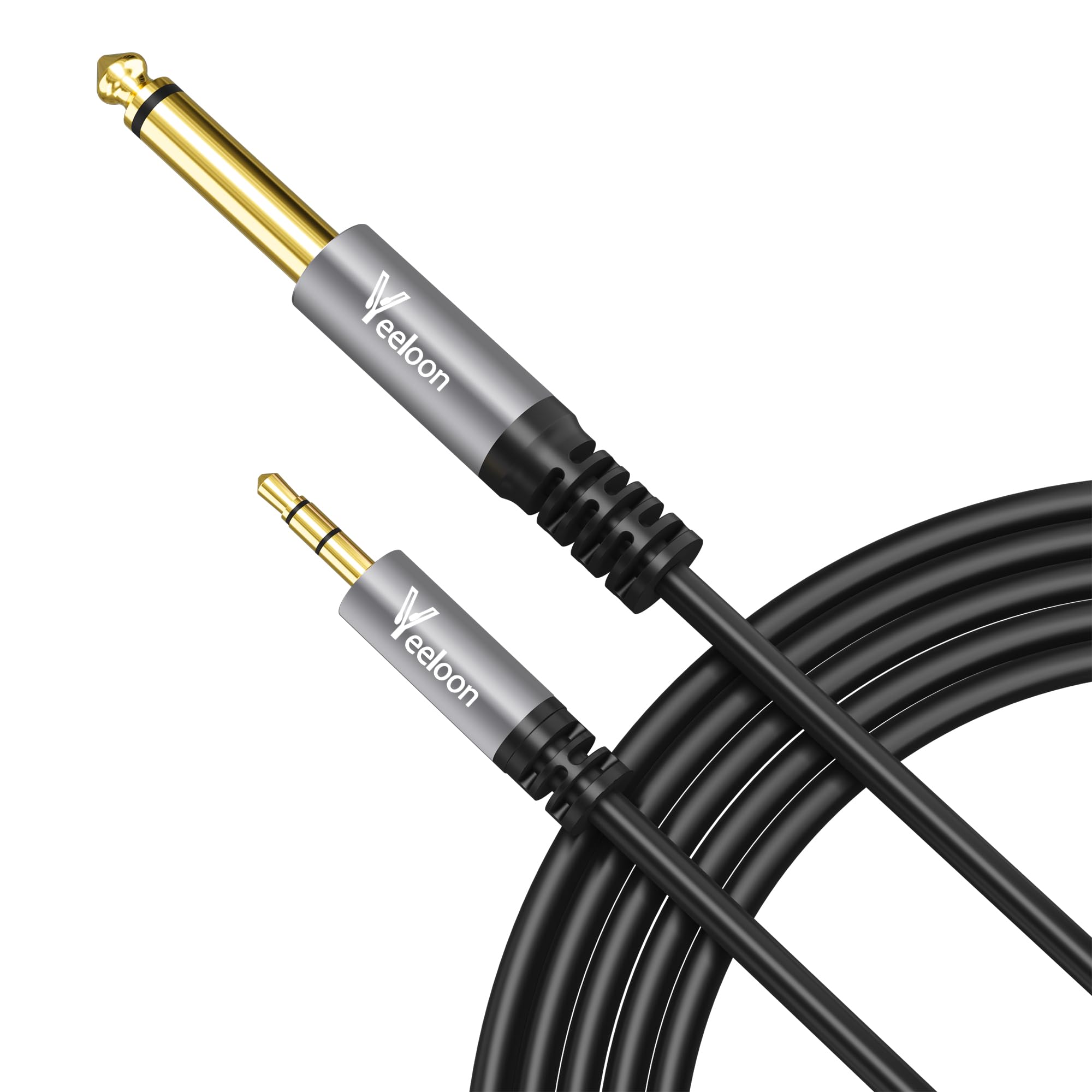 6,35 mm TS auf 3,5 mm TRS Stereo-Audio-Adapterkabel, 1,8 m, vergoldeter Stecker, AUX-Klinke, Verbindungskabel für Gitarre, Bass, Heimkino-Geräte, Lautsprecher, Telefon, Laptop, MP3-Mixer