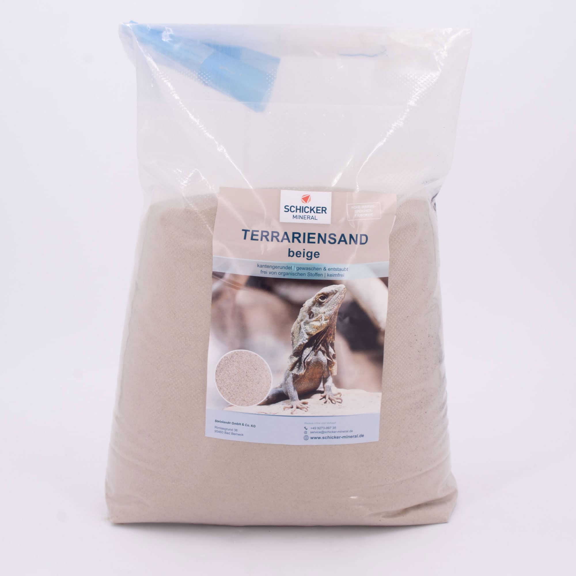 Schicker Mineral Terrariensand beige 25 kg, hochrein, kantengerundet, gewaschen und hocherhitzt, frei von organischen Stoffen, keimfrei, sofort einsetzbar, Terrariumkies (0,5-1,0 mm)