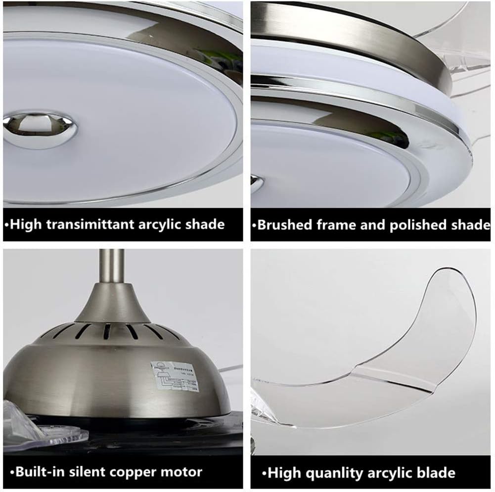 Tесh Dеаlѕ 🔥 Fandian 42Inch Modern Ceiling Light with Fans Remote Control Retractable Blades for Living Room Bedroom Restaurant, Silver Color with Silent Motor (42In-2)