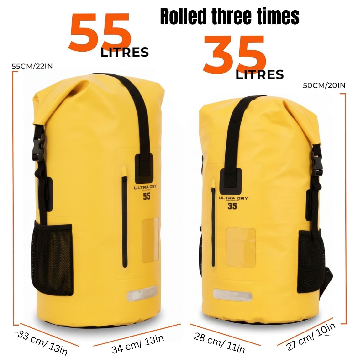 Premium 35L & 55L wasserdichter Dry Bag Rucksack, Sack mit Telefon Dry Bag, perfekt für Bootfahren/Kajakfahren/Wandern/Kanufahren/Angeln/Rafting/Schwimmen/Camping