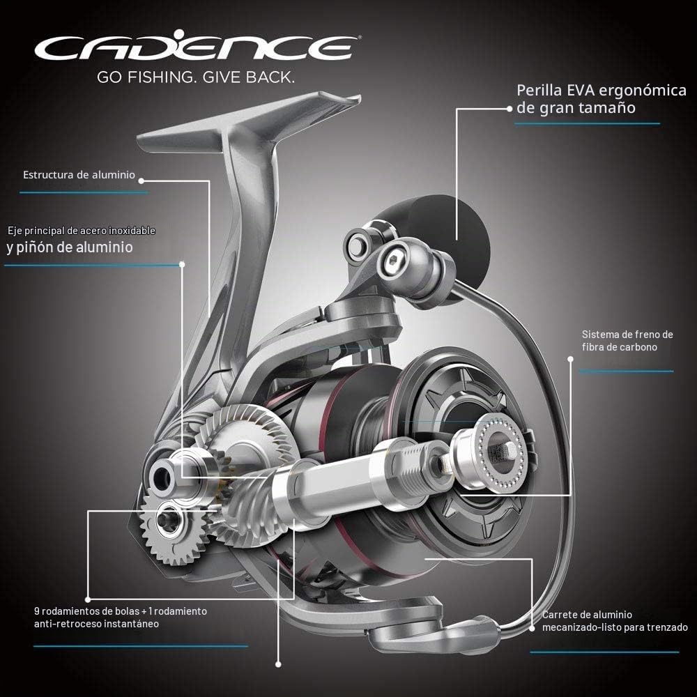 cadence fishing cs7 spinning reel Carrete giratorio de aluminio Color:Smoke Flake Mustad Fishing | Fish Species_Steelhead