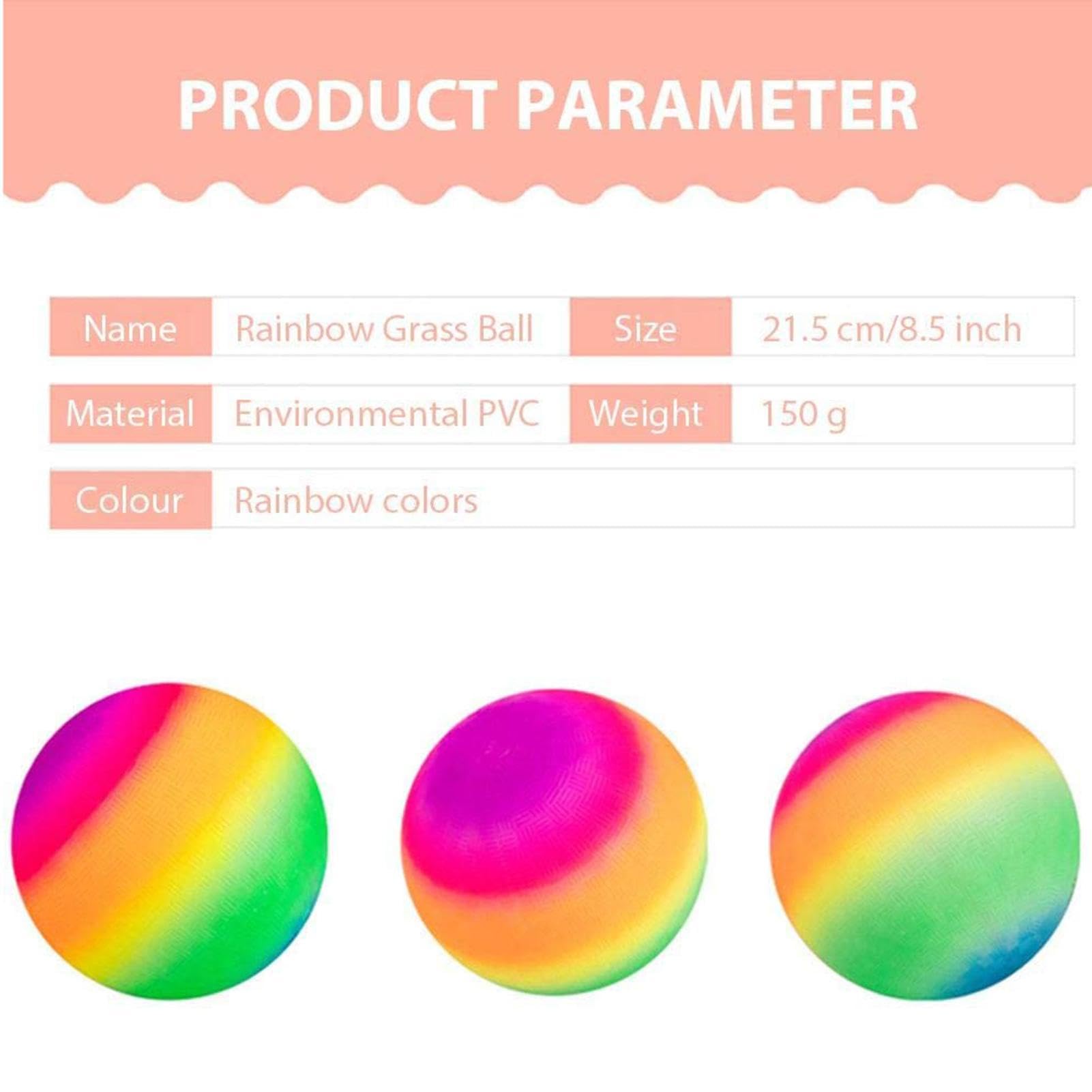 Ballon de Plage PVC Rainbow Balls, 3 Pièces Balle de Jeu Molle en PVC
