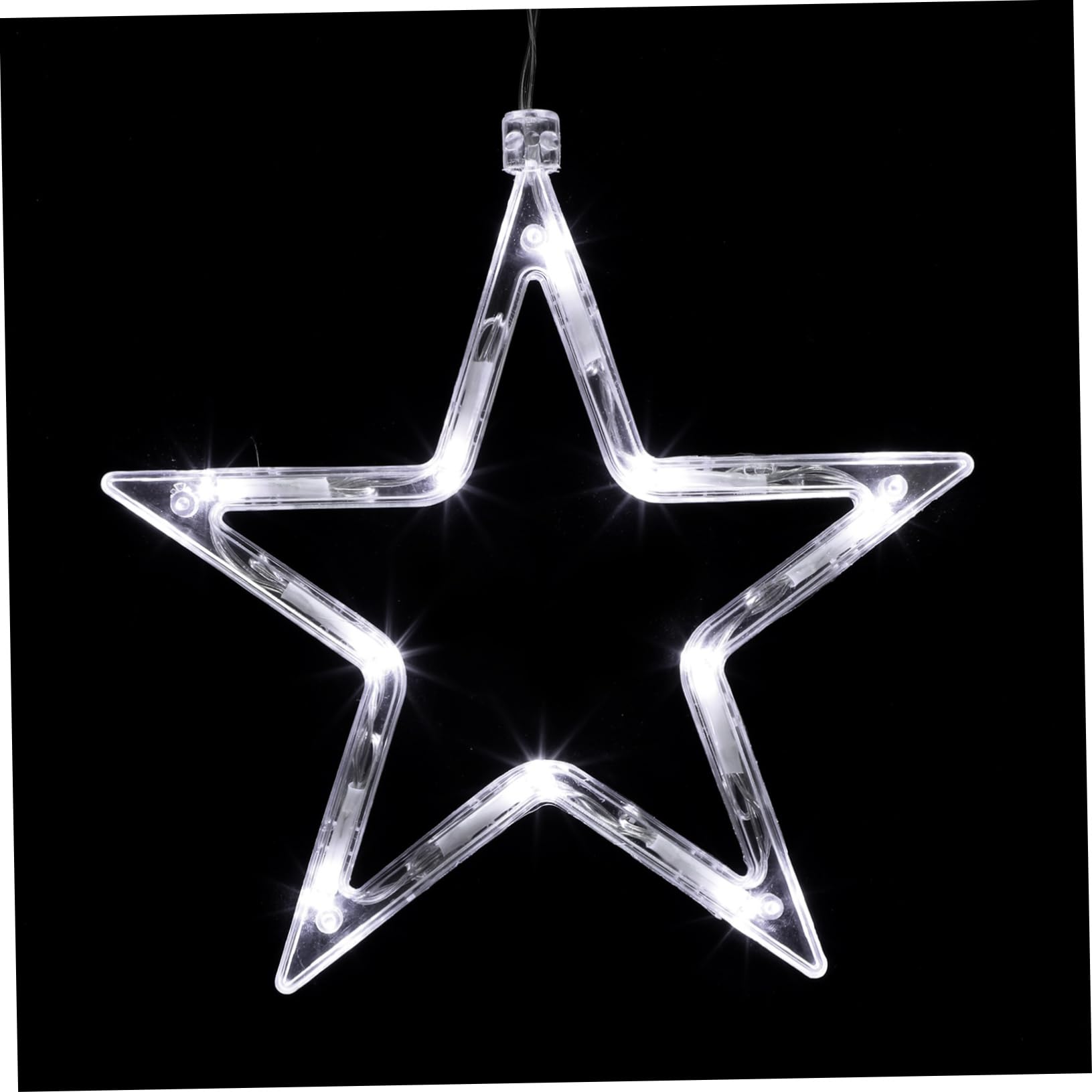 Garneck 10 Christmas Lights LED Hanging Window Lights with Suction Cup for Indoor Decor Pure White Five Design Battery Operated for Xmas Party and Home