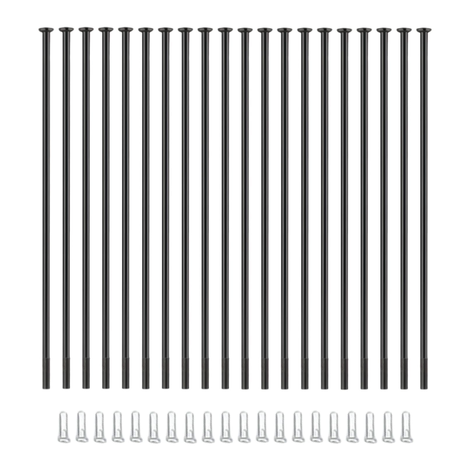 14G Fahrradspeichen Straight Pull Schwarz Fahrradspeichen 2,0 mm Fahrradspeichen für Mountainbike, Rennrad, Klapprad, 20 Stück mit Kupfernipples