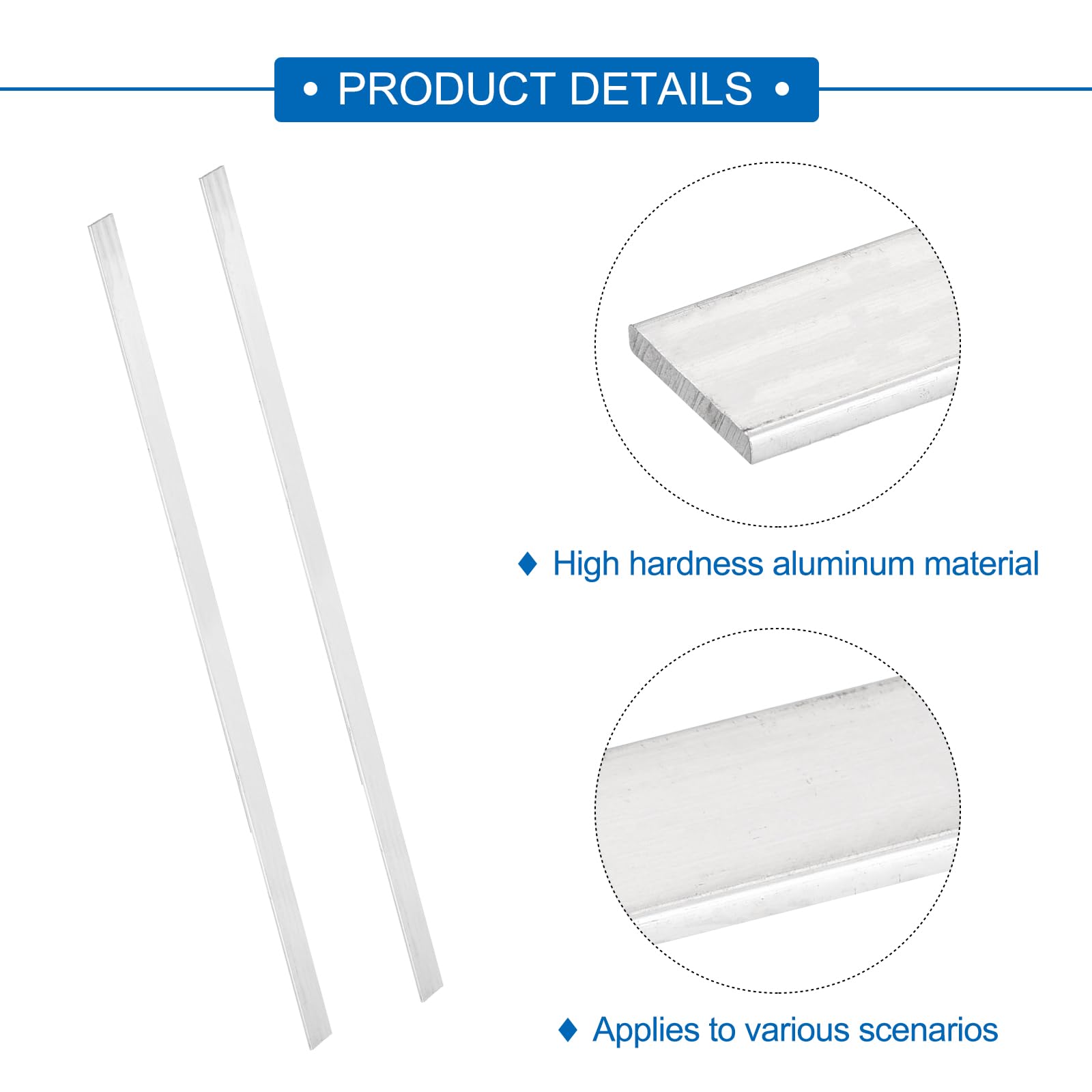 QUARKZMAN 6 Pcs Barre Plate En Aluminium Carrée, 5/64" (2mm) D'Épaisseur x 19/32" (15mm) De Largeur x 16" (406.4mm) De Longueur 6061 Plaque En Aluminium Plein Nouveau Pour Bâtiment