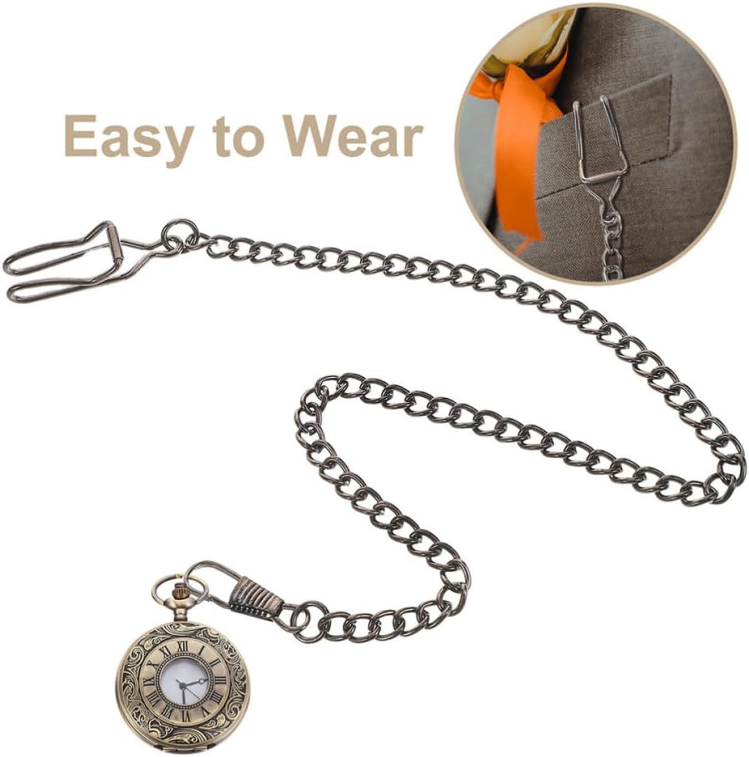 NOLITOY 3pcs Pocket Watch Chains Clip Fob Accessory for Men Formal Wear