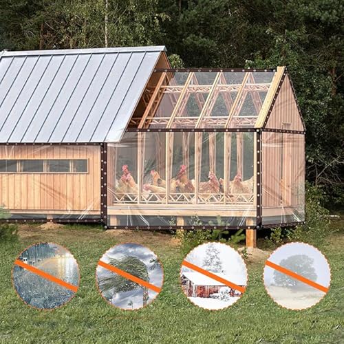 Przezroczysta wodoodporna plandeka 1,8 x 5,5 m, wytrzymała osłona ogrodowa, kemping, schronienie, ochrona roślin, kurnik, żwirek dla kotów, na zewnątrz, wodoodporne rozwiązanie