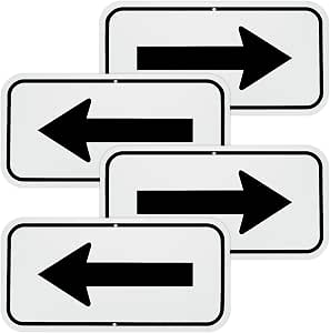 M METERXITY 4-Pack White Arrow Signs, 11.81 X 5.91 Aluminum Reflective One-way Arrow Sign For Outdoor Lawn Garden Ground Decorations, Street Sign